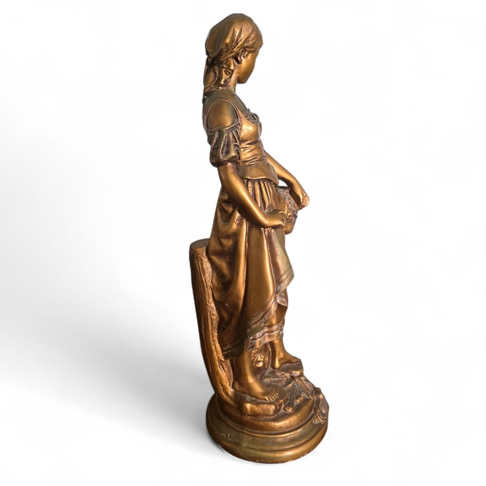 Vintage French Spelter Lady Statue “La Grâce de Dieu” Bronze Old World Decor - Picture 6 of 9